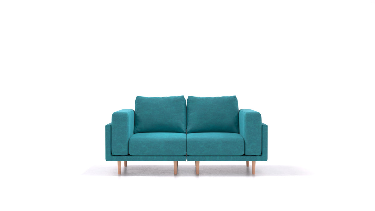 Clooods 2S, divano modulare FEYDOM in tessuto Mollia FF-20 Turquoise, gambe chiare