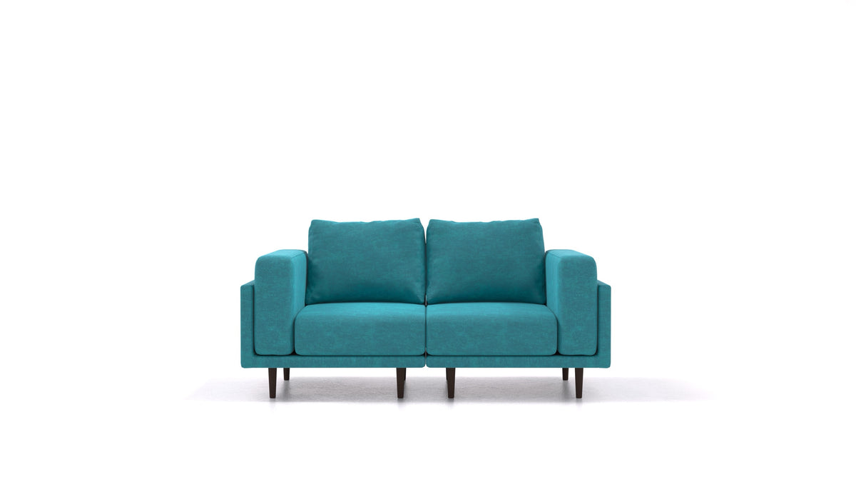 Clooods 2S, divano modulare FEYDOM in tessuto Mollia FF-20 Turquoise, gambe scure