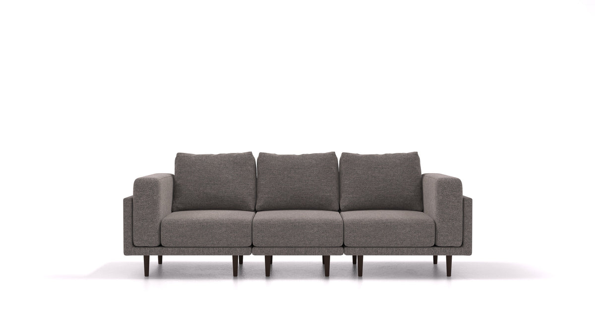 Clooods 3S, divano modulare FEYDOM in tessuto Alure DE-92 Middle Grey, gambe scure