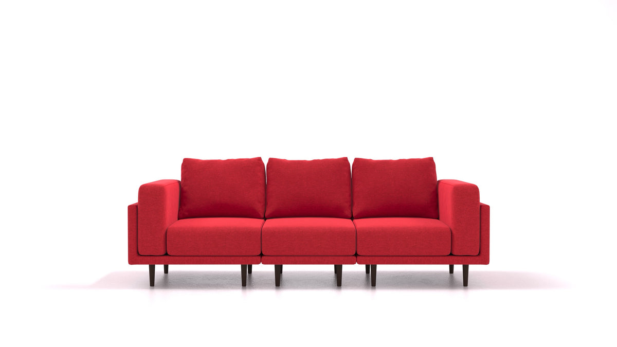 Clooods 3S, divano modulare FEYDOM in tessuto Velare ET-11 Red, gambe scure