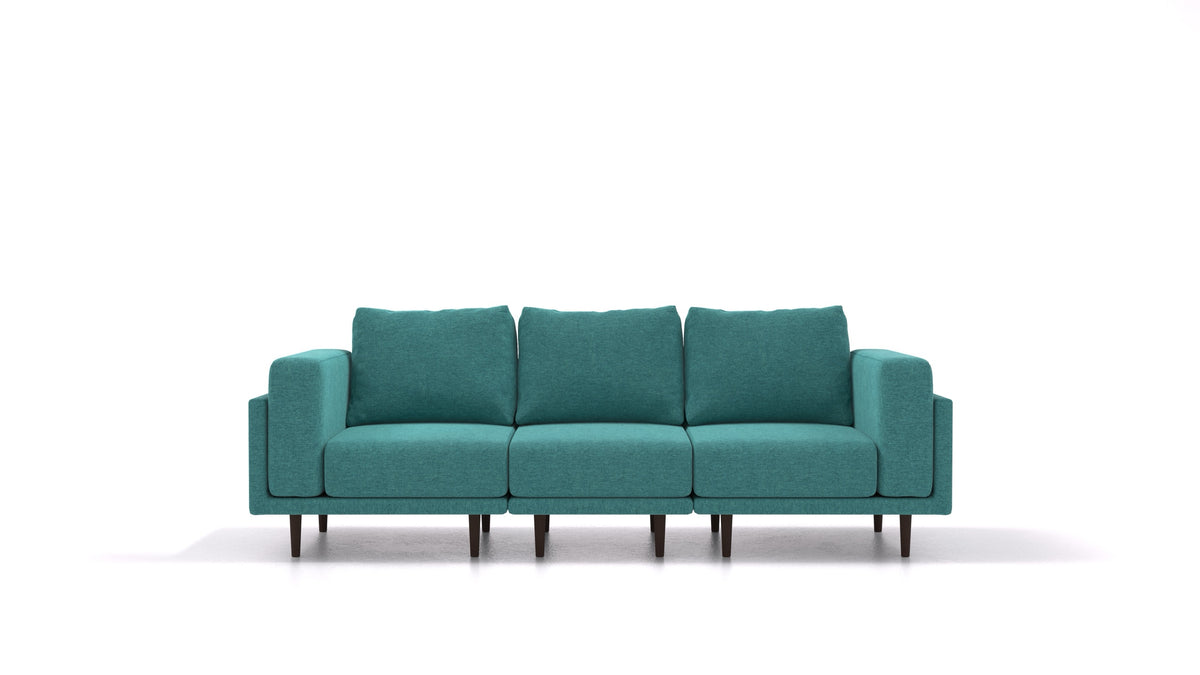 Clooods 3S, divano modulare FEYDOM in tessuto Velare ET-16 Turquoise, gambe scure