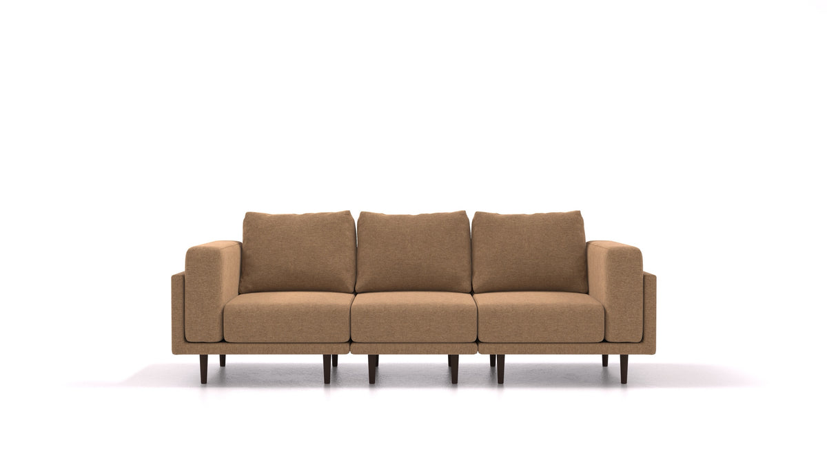Clooods 3S, divano modulare FEYDOM in tessuto Velare ET-24 Cappuccino, gambe scure