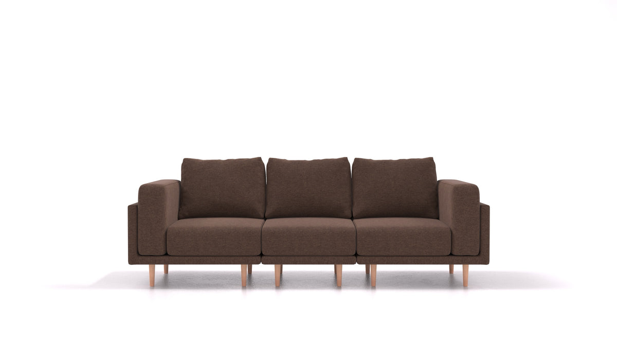 Clooods 3S, divano modulare FEYDOM in tessuto Velare ET-27 Chocolate, gambe chiare
