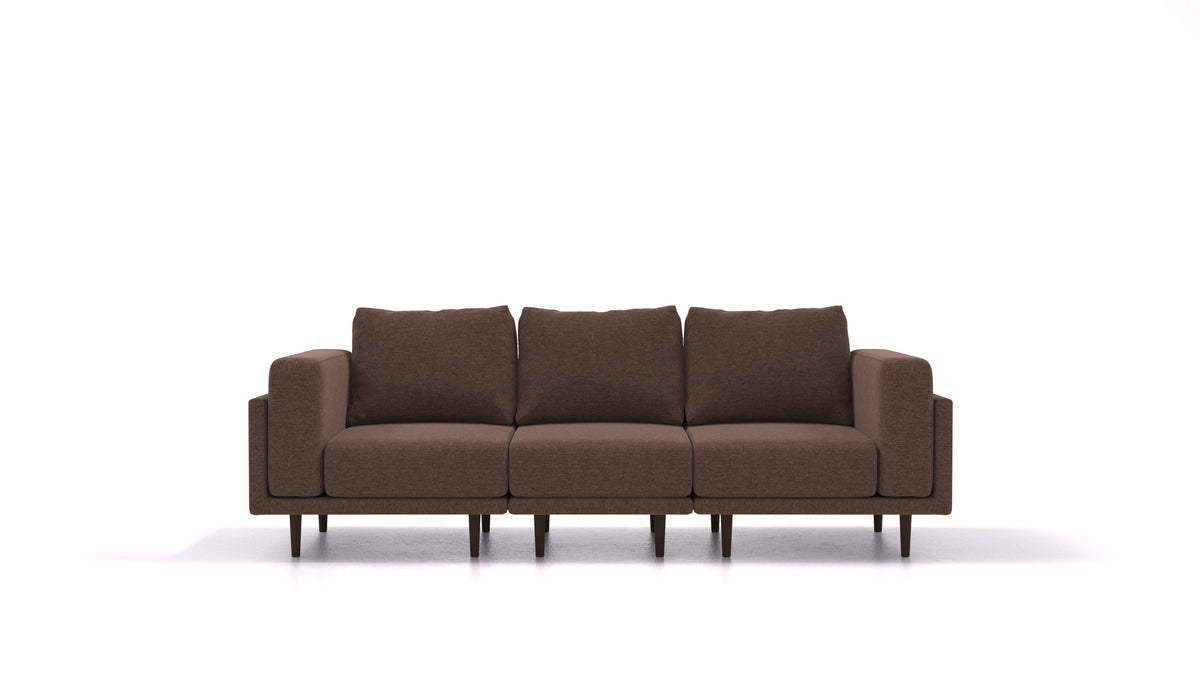 Clooods 3S, divano modulare FEYDOM in tessuto Velare ET-27 Chocolate, gambe scure