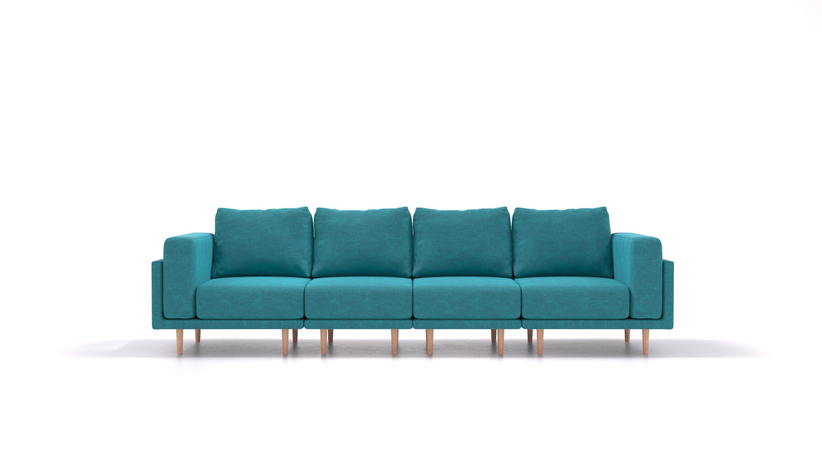 Clooods 4S, divano modulare FEYDOM in tessuto Mollia FF-20 Turquoise, gambe chiare