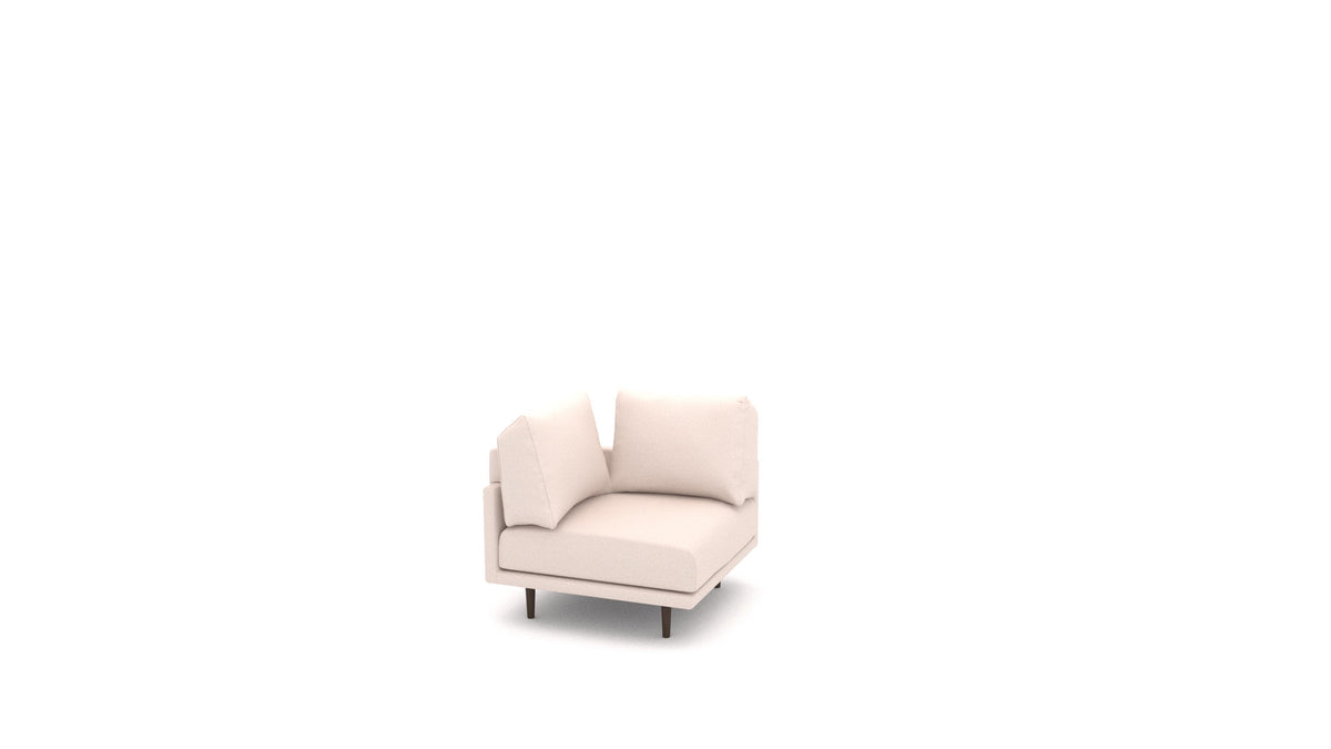 Clooods poltrona ad angolo B, schienale FEYDOM in tessuto Hygge HG-04 Natur, gambe scure