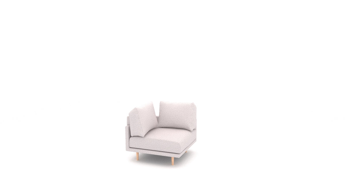 Clooods poltrona ad angolo B, schienale FEYDOM in tessuto Hygge HG-09 Light Grey, gambe chiare