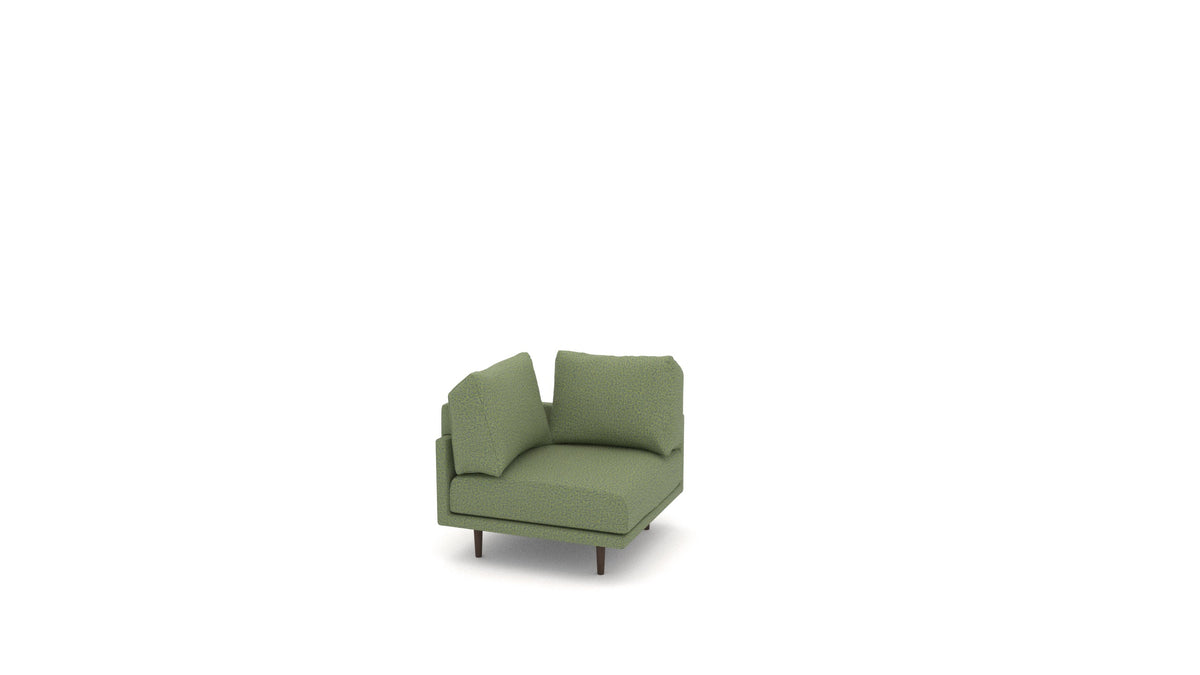 Clooods poltrona ad angolo B, schienale FEYDOM in tessuto Hygge HG-34 Olive Green, gambe scure