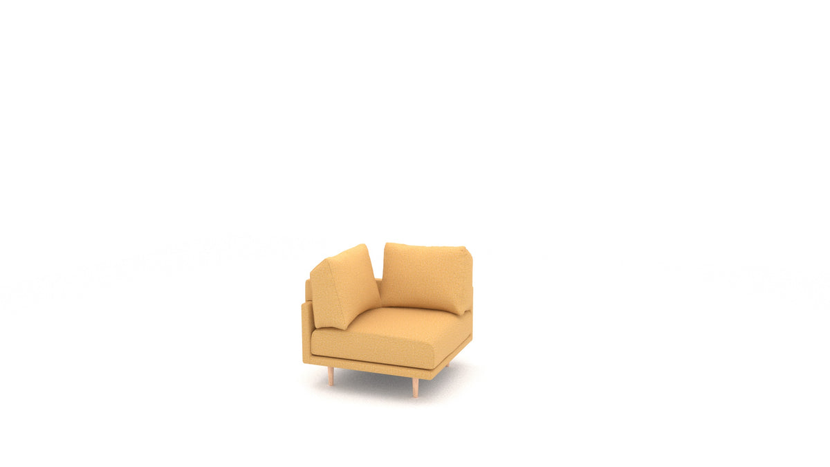 Clooods poltrona ad angolo B, schienale FEYDOM in tessuto Hygge HG-53 Yellow, gambe chiare