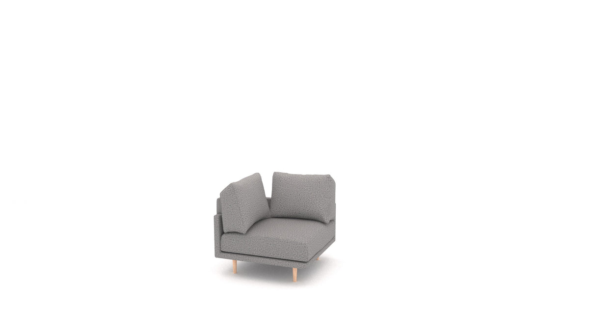 Clooods poltrona ad angolo B, schienale FEYDOM in tessuto Hygge HG-92 Medium Grey, gambe chiare