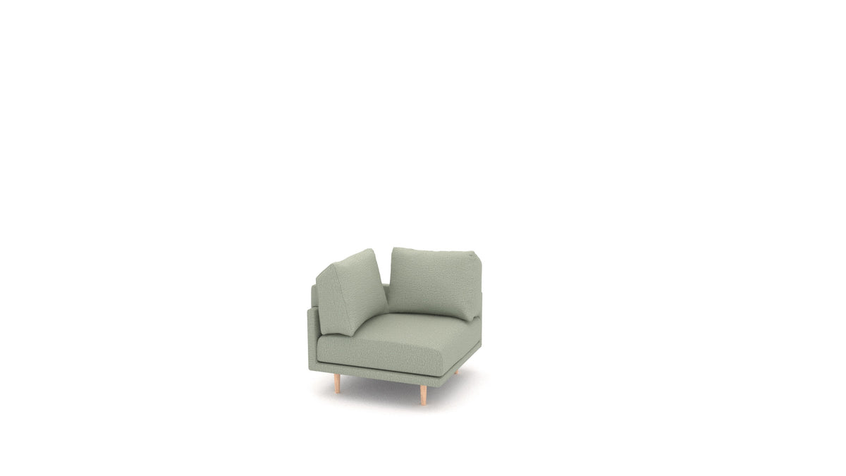 Clooods poltrona ad angolo B, schienale FEYDOM in tessuto Heim HM-34 Jade, gambe chiare