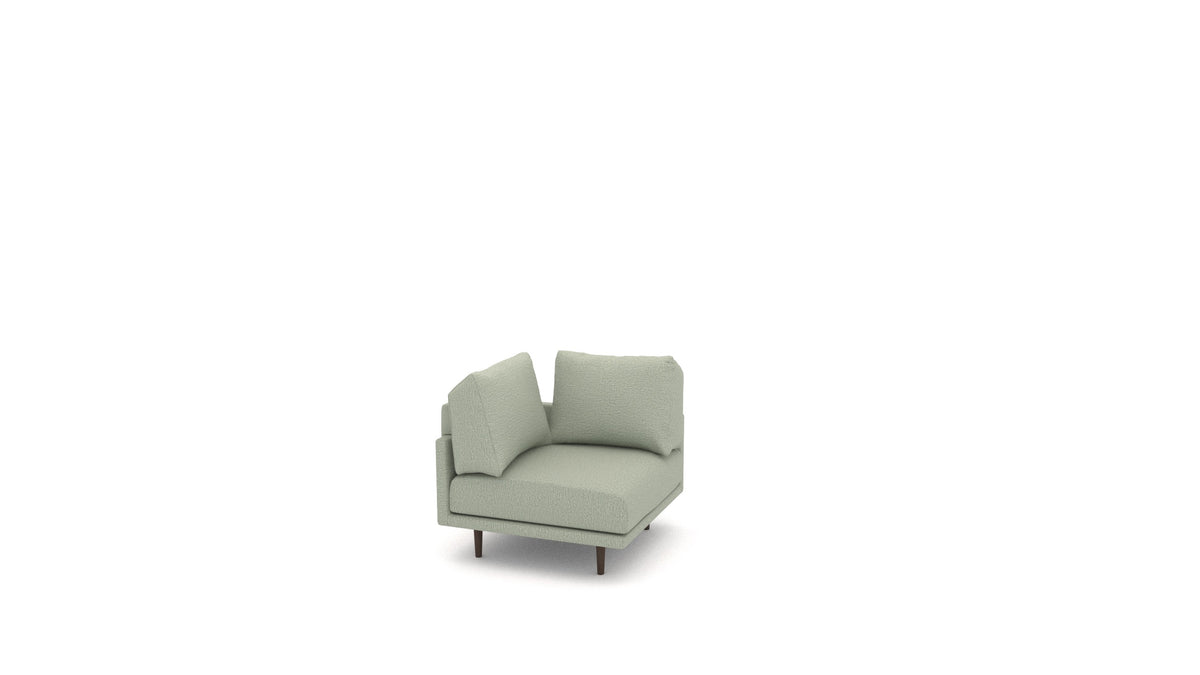 Clooods poltrona ad angolo B, schienale FEYDOM in tessuto Heim HM-34 Jade, gambe scure