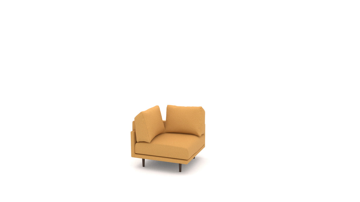 Clooods poltrona ad angolo B, schienale FEYDOM in tessuto Heim HM-53 Antique Gold, gambe scure