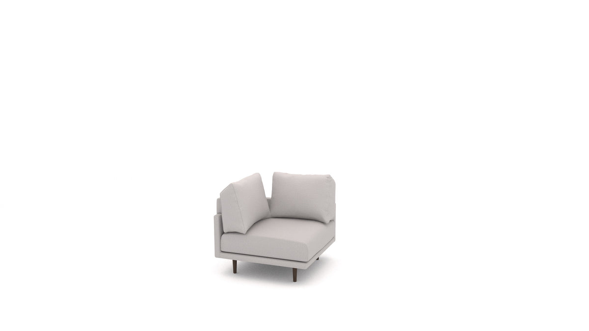 Clooods poltrona ad angolo B, schienale FEYDOM in tessuto Heim HM-86 Light Grey, gambe scure