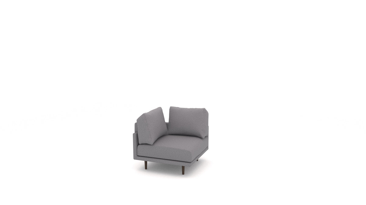 Clooods poltrona ad angolo B, schienale FEYDOM in tessuto Heim HM-95 Medium Grey, gambe scure