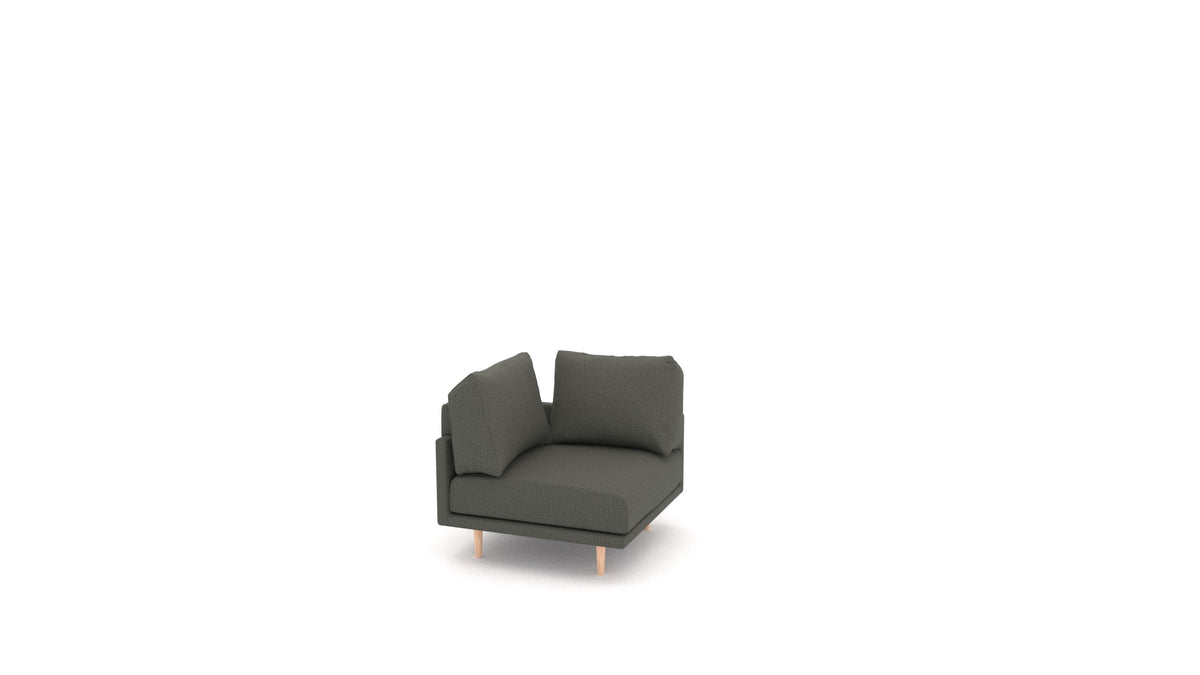 Clooods poltrona ad angolo B, schienale FEYDOM in tessuto Heim HM-98 Dark Grey, gambe chiare