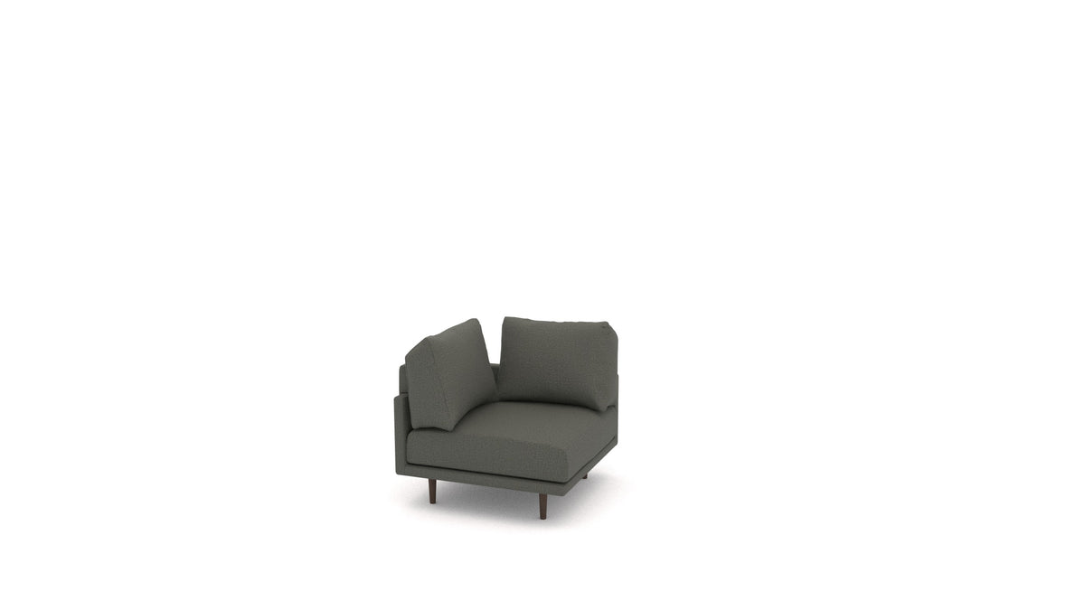 Clooods poltrona ad angolo B, schienale FEYDOM in tessuto Heim HM-98 Dark Grey, gambe scure
