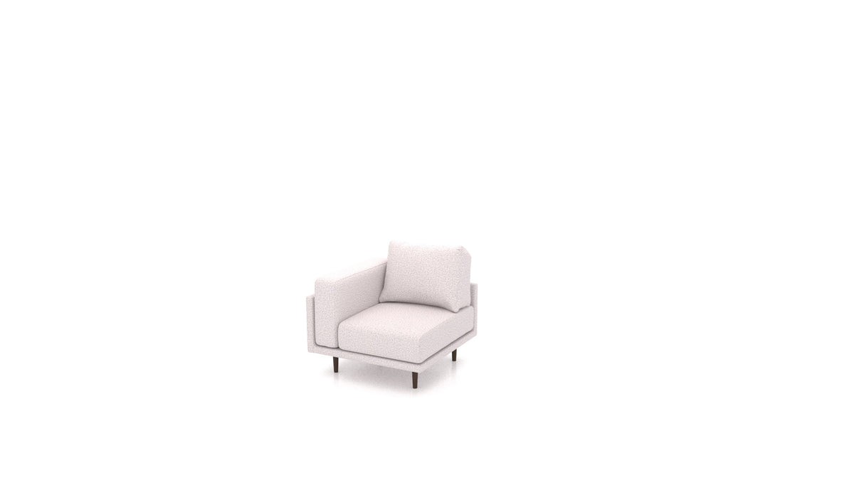 Clooods poltrona ad angolo, schienale FEYDOM in tessuto Hygge HG-09 Light Grey, gambe scure