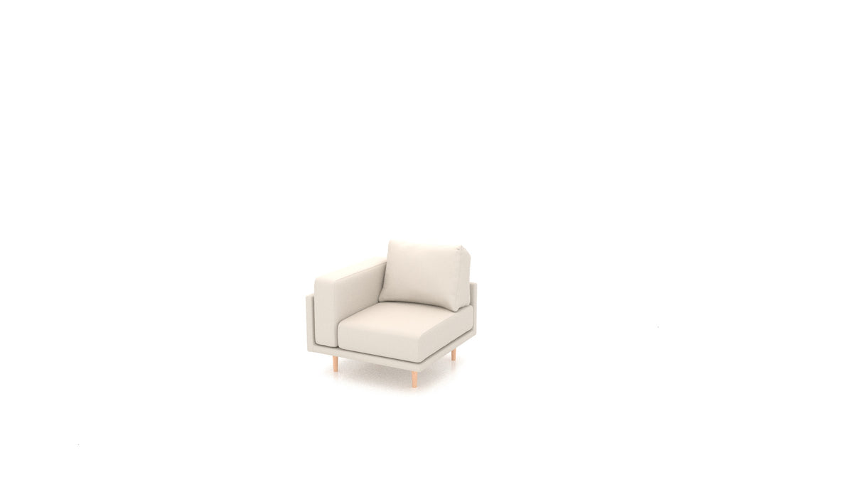 Clooods poltrona ad angolo, schienale FEYDOM in tessuto Heim HM-03 White, gambe chiare