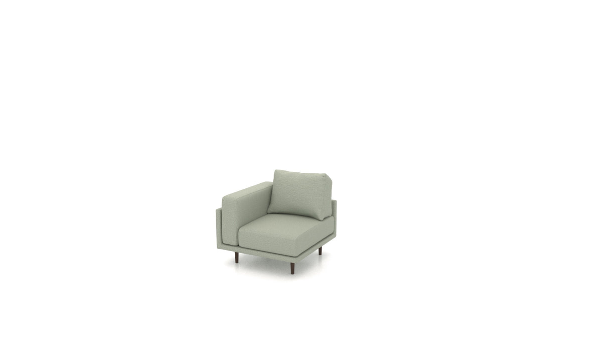 Clooods poltrona ad angolo, schienale FEYDOM in tessuto Heim HM-34 Jade, gambe scure