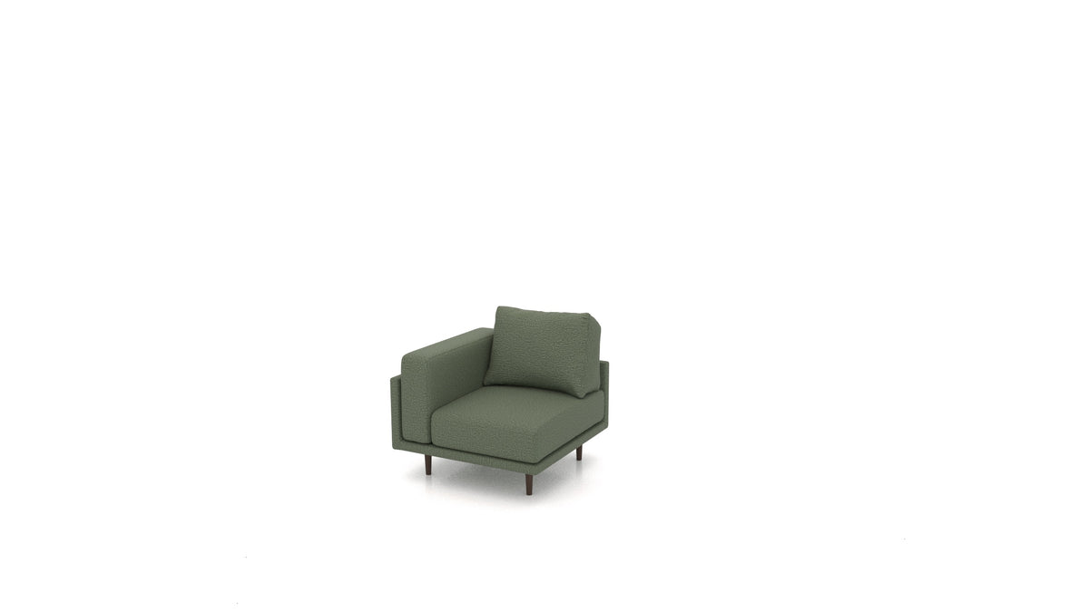 Clooods poltrona ad angolo, schienale FEYDOM in tessuto Heim HM-39 Forest, gambe scure