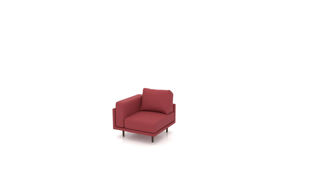 Clooods poltrona ad angolo, schienale FEYDOM in tessuto Heim HM-58 Cherry, gambe scure