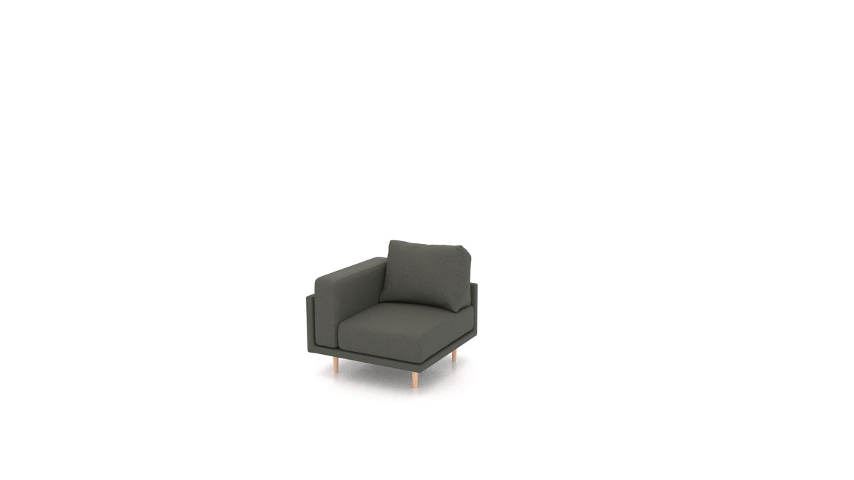Clooods poltrona ad angolo, schienale FEYDOM in tessuto Heim HM-98 Dark Grey, gambe chiare