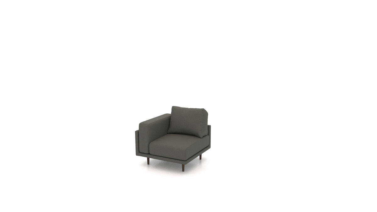Clooods poltrona ad angolo, schienale FEYDOM in tessuto Heim HM-98 Dark Grey, gambe scure