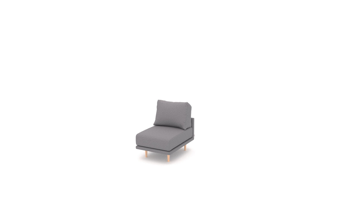 Clooods poltrona, schienale FEYDOM in tessuto Heim HM-95 Medium Grey, gambe chiare