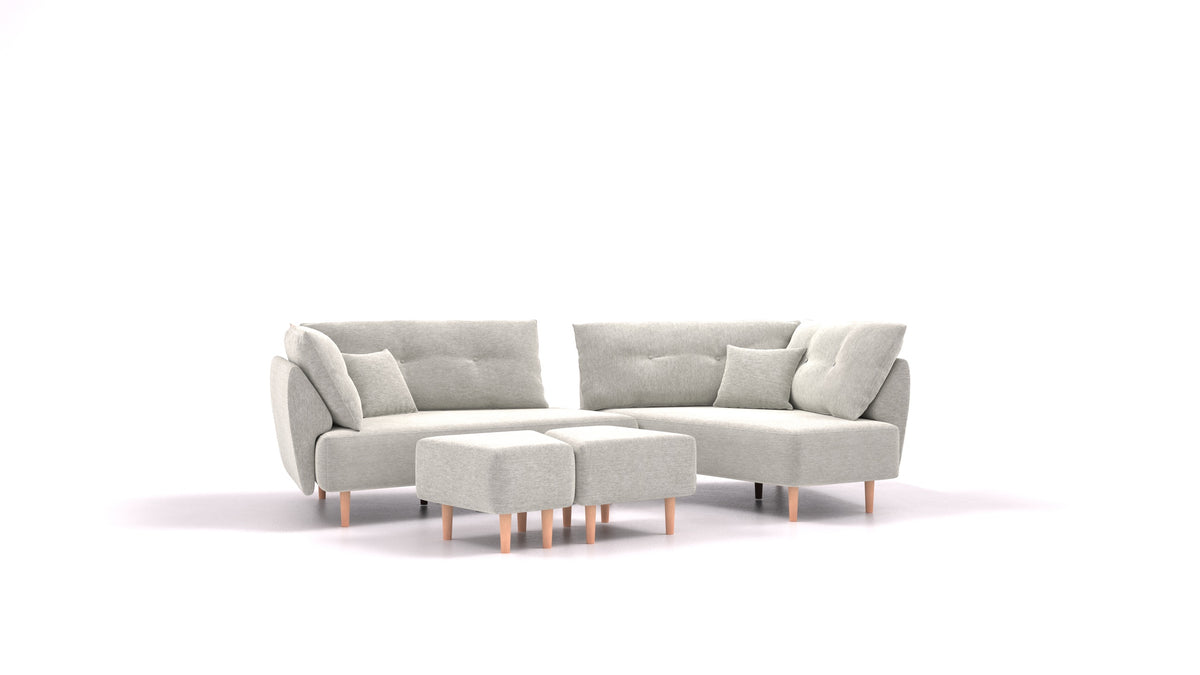 Diagon, divano modulare FEYDOM in tessuto Astra AT-80 Light Grey, gambe chiare