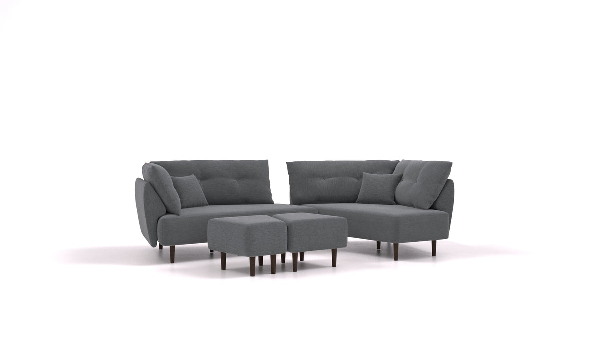 Diagon, divano modulare FEYDOM in tessuto Astra AT-88 Dark Grey, gambe scure