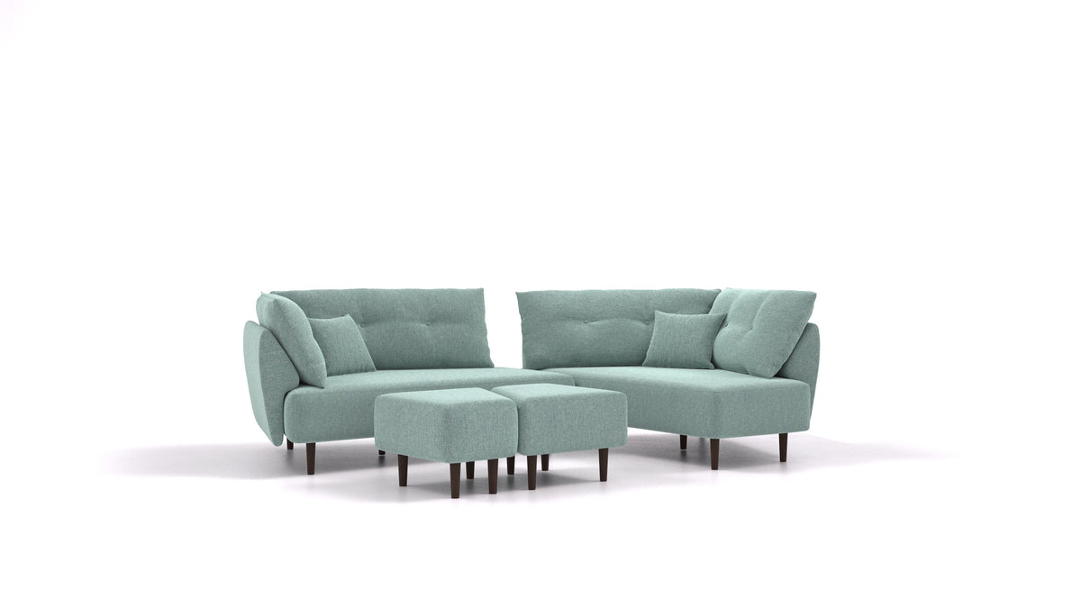 Diagon, divano modulare FEYDOM in tessuto Alure DE-75 Pastel Blue, gambe scure