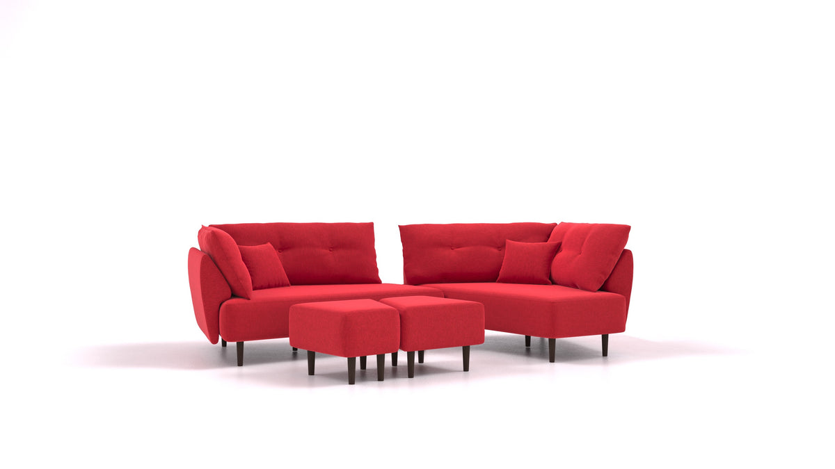 Diagon, divano modulare FEYDOM in tessuto Velare ET-11 Red, gambe scure