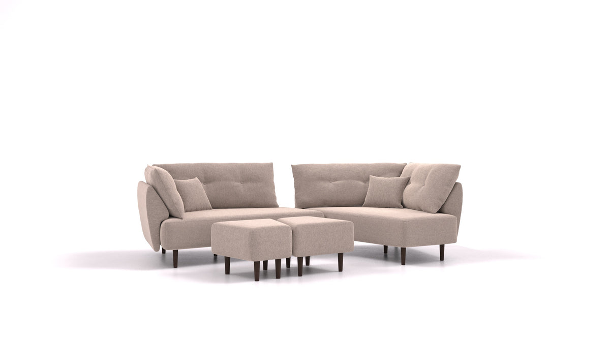 Diagon, divano modulare FEYDOM in tessuto Velare ET-15 Light Grey, gambe scure