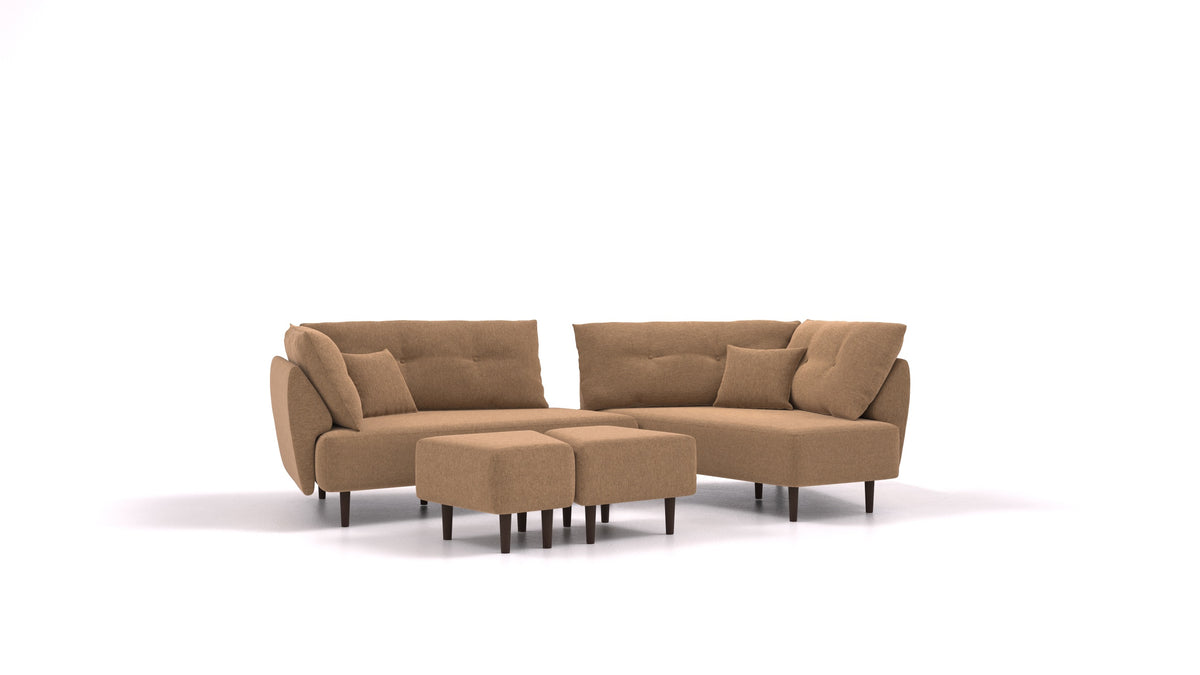 Diagon, divano modulare FEYDOM in tessuto Velare ET-24 Cappuccino, gambe scure