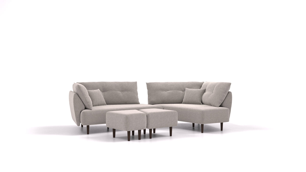 Diagon, divano modulare FEYDOM in tessuto Phoenix FE-84 Middle Grey, gambe scure