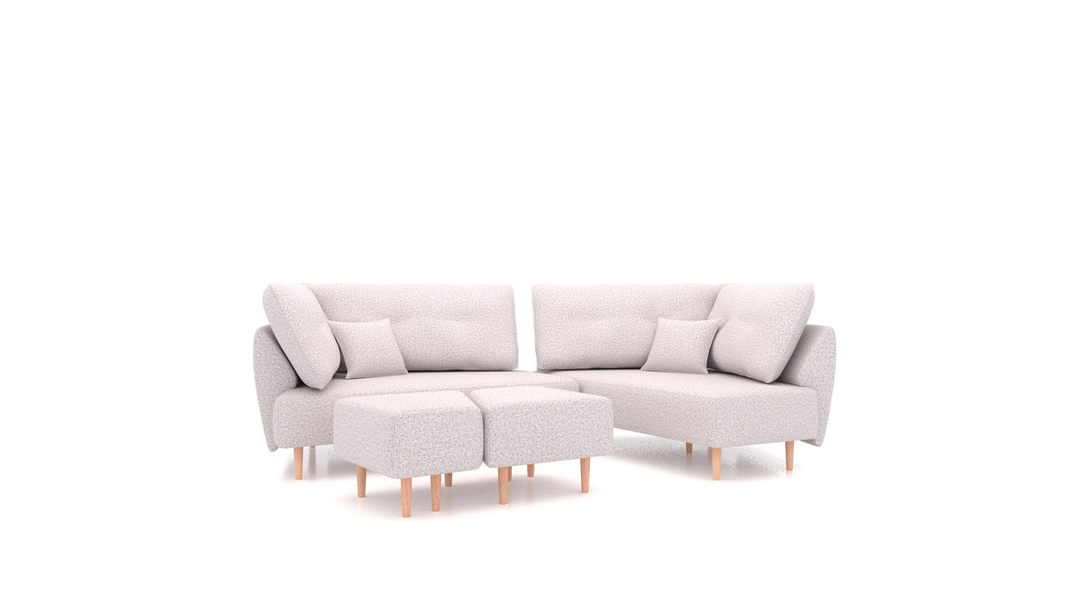 Diagon, divano modulare FEYDOM in tessuto Hygge HG-09 Light Grey, gambe chiare