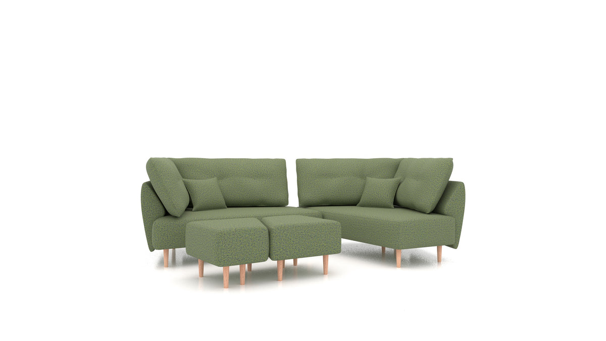 Diagon, divano modulare FEYDOM in tessuto Hygge HG-34 Olive Green, gambe chiare