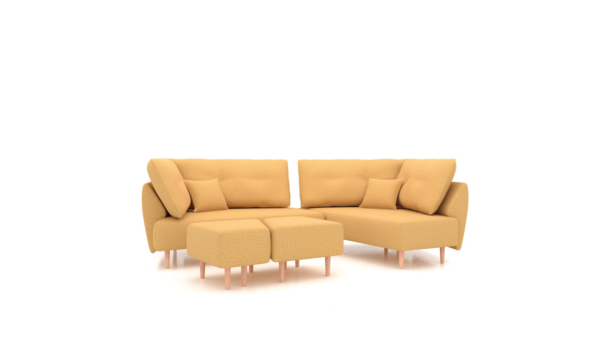 Diagon, divano modulare FEYDOM in tessuto Hygge HG-53 Yellow, gambe chiare