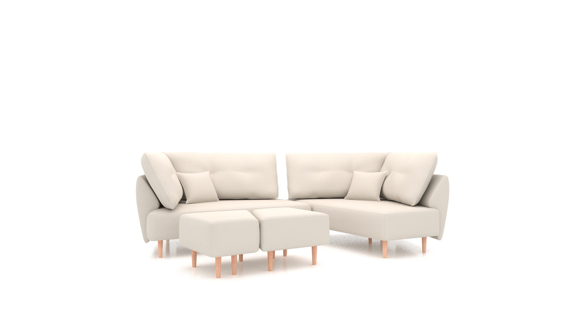 Diagon, divano modulare FEYDOM in tessuto Heim HM-03 White, gambe chiare