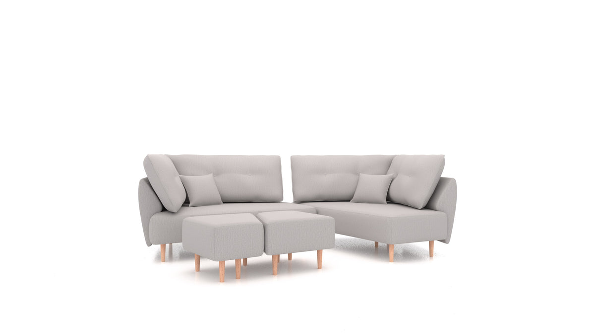 Diagon, divano modulare FEYDOM in tessuto Heim HM-86 Light Grey, gambe chiare