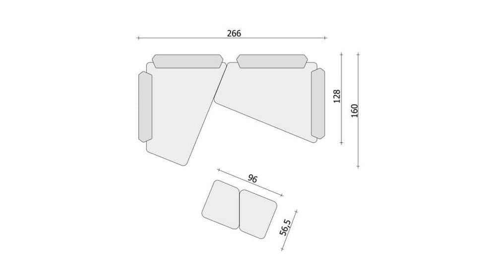Diagon &ndash; Divano angolare più piccolo + pouf