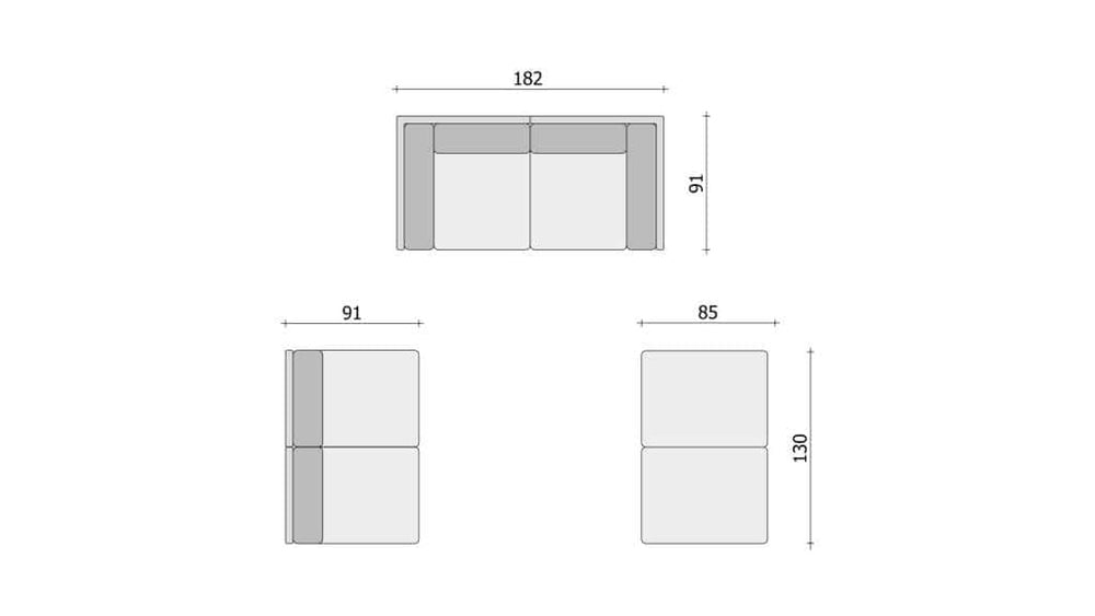 Clooods 4S2+ &ndash; Due posti + 2 poltrone + 2 sgabelli