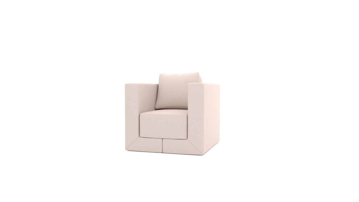 Poltrona Q6, schienale FEYDOM in tessuto Hygge HG-04 Natur