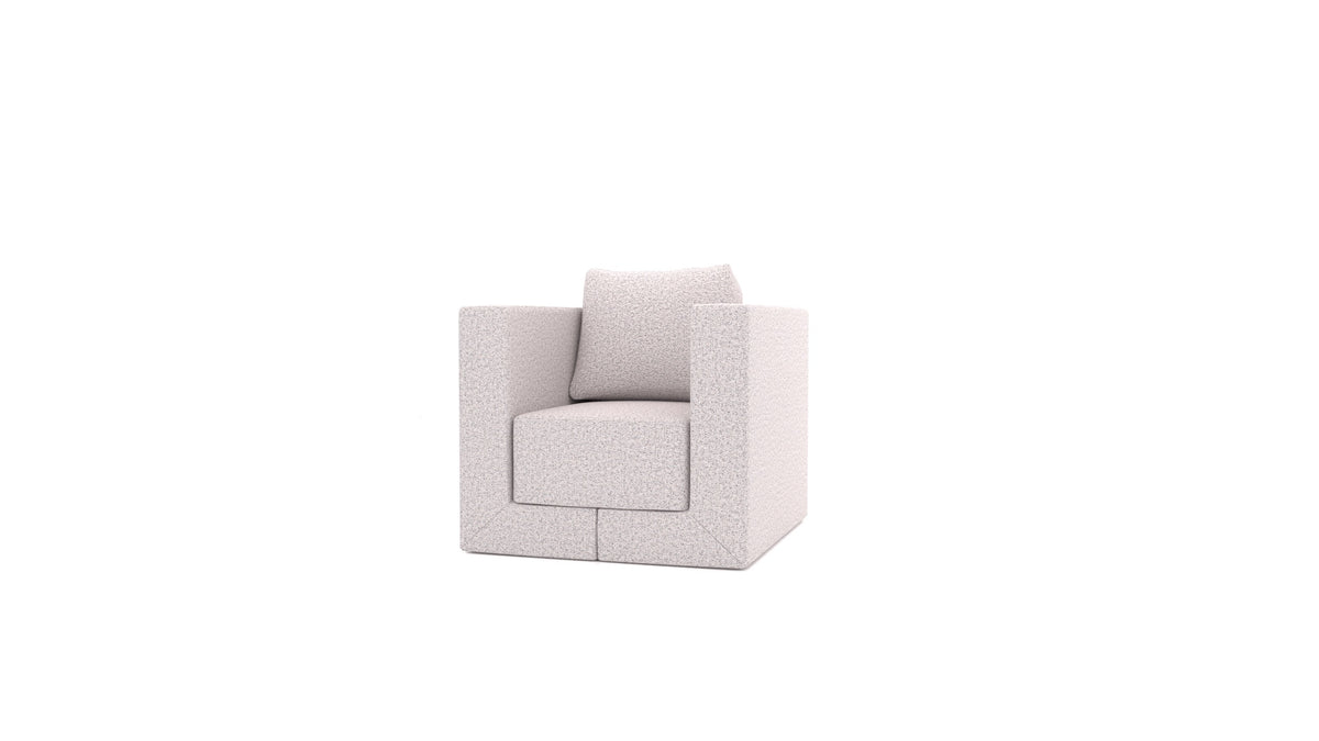 Poltrona Q6, schienale FEYDOM in tessuto Hygge HG-09 Light Grey