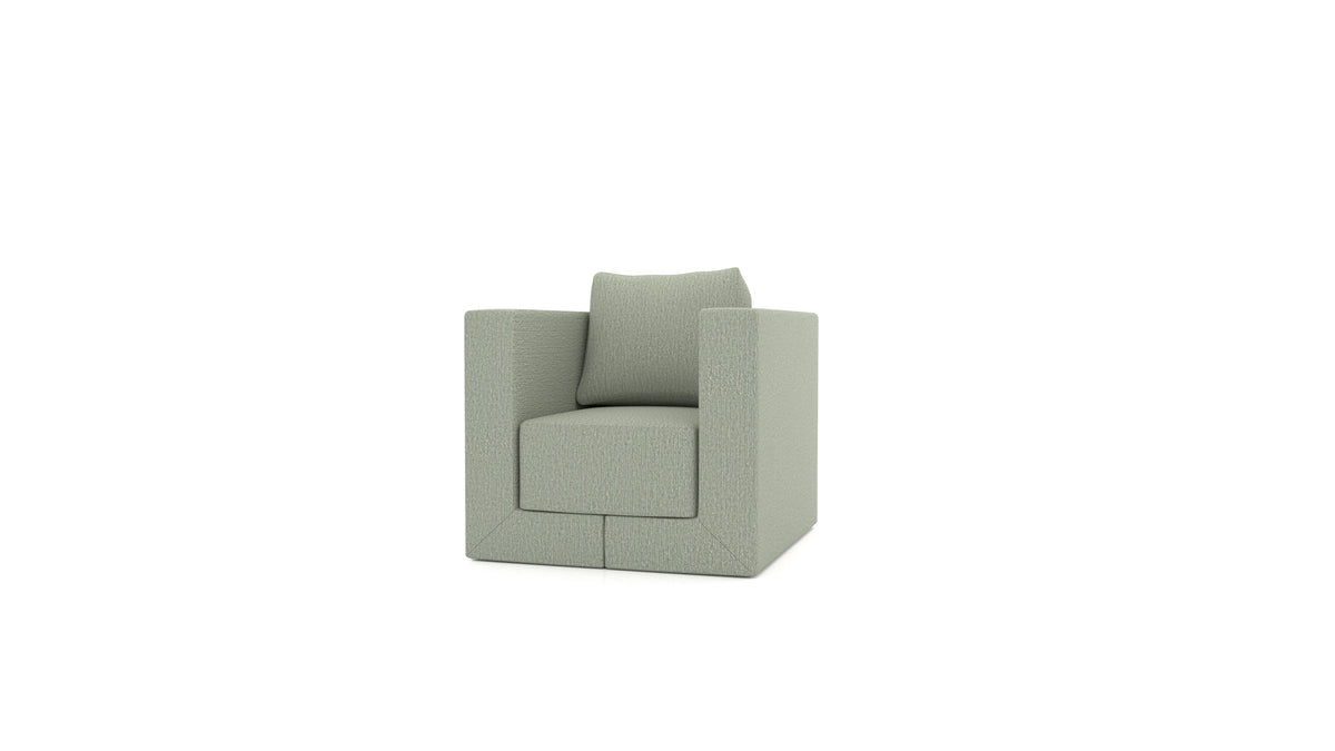 Poltrona Q6, schienale FEYDOM in tessuto Heim HM-34 Jade