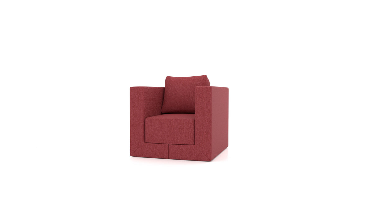 Poltrona Q6, schienale FEYDOM in tessuto Heim HM-58 Cherry