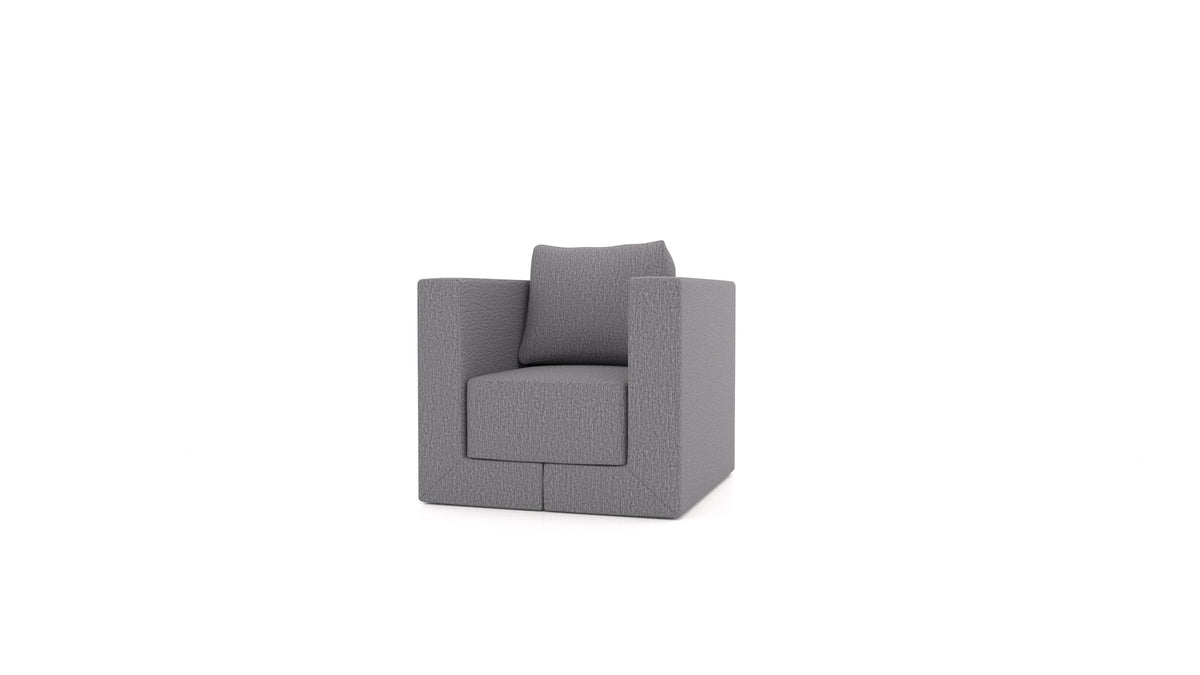 Poltrona Q6, schienale FEYDOM in tessuto Heim HM-95 Medium Grey