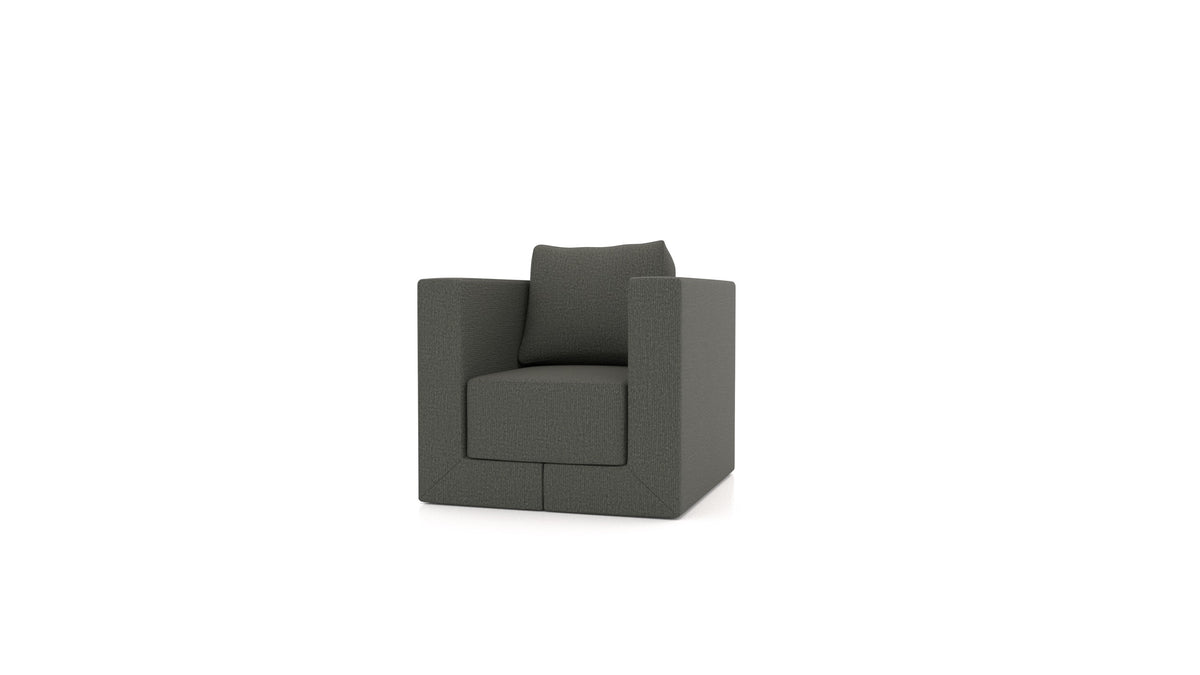 Poltrona Q6, schienale FEYDOM in tessuto Heim HM-98 Dark Grey